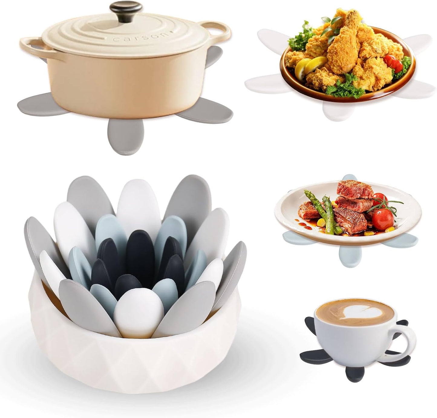 4 Pzas Posavasos Silicona Resistentes Calor con Soporte