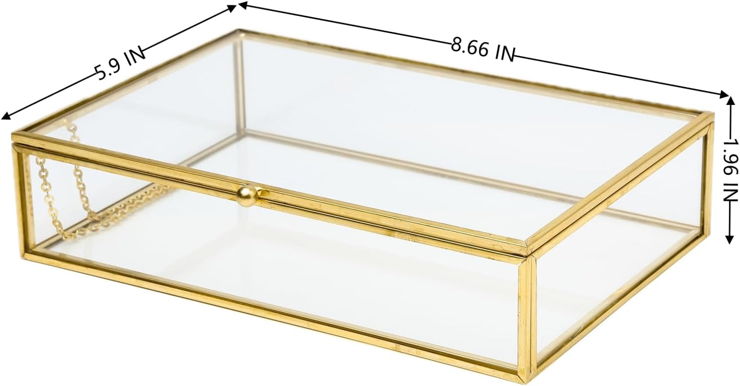 Caja vidrio vintage bisagras transparente para joyas