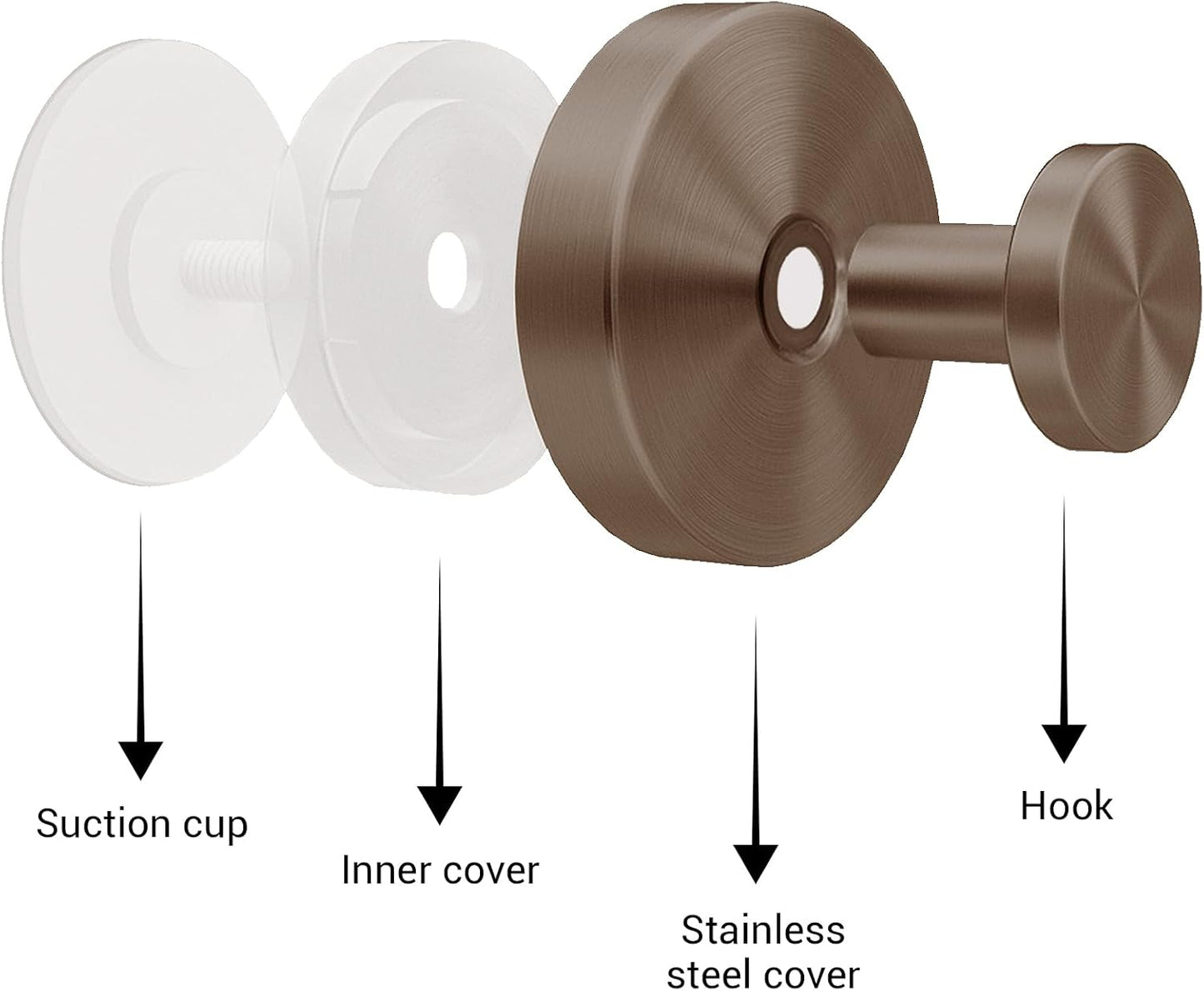 Ganchos ventosa ducha bronce acero inox 2 pzas