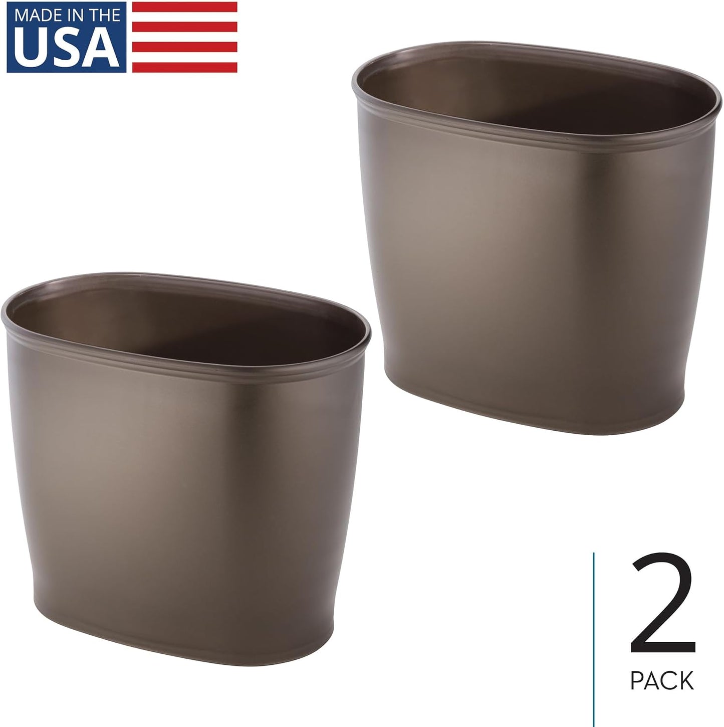 Cubo basura plástico delgado 2 pzas color bronce