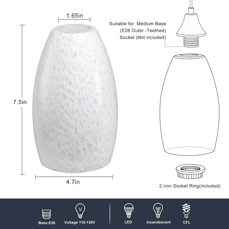 Lámpara colgante cristal ovalada 4.72" para comedor cocina