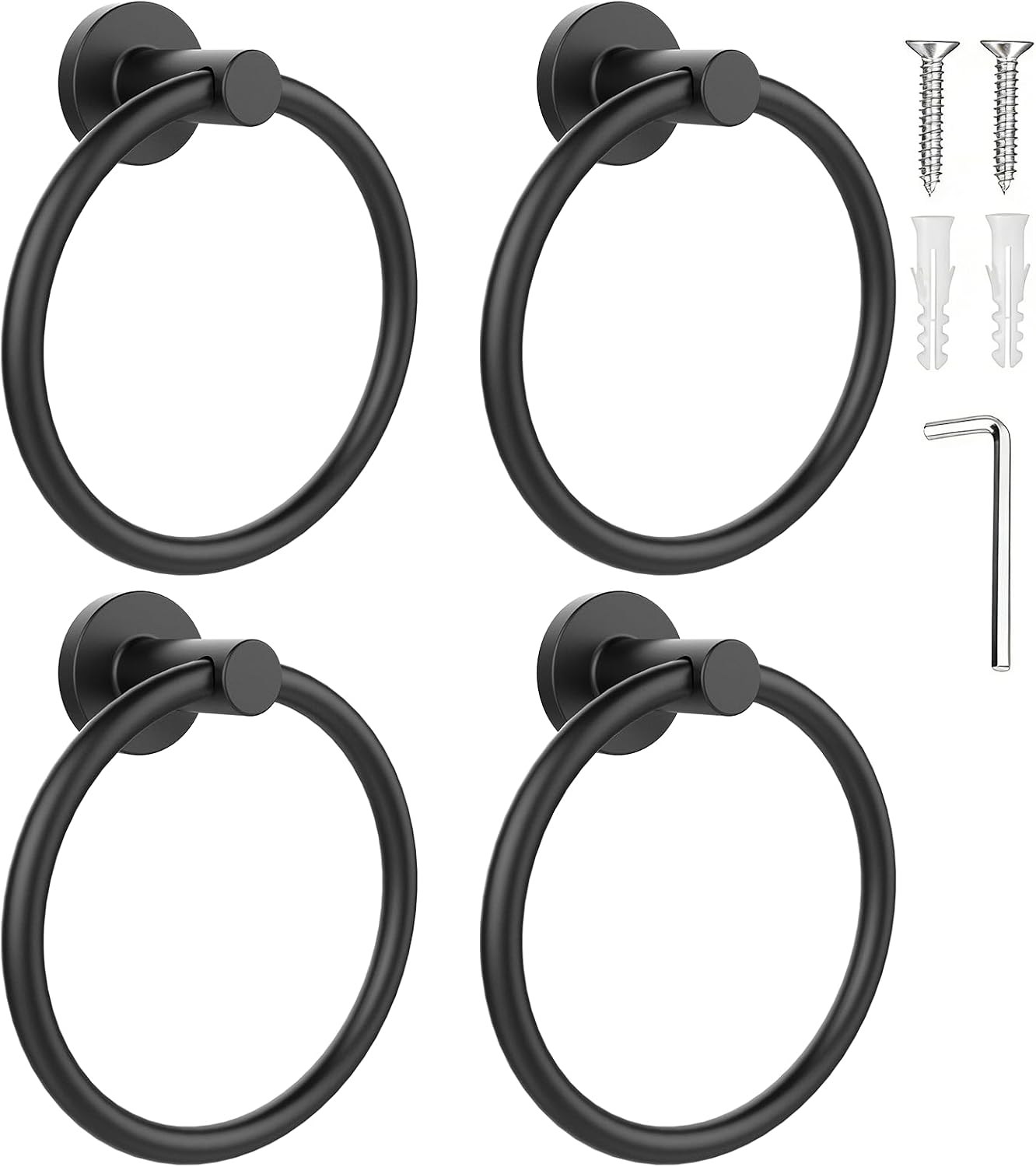 Toallero pared baño soporte acero inox 4 pzas negro mate