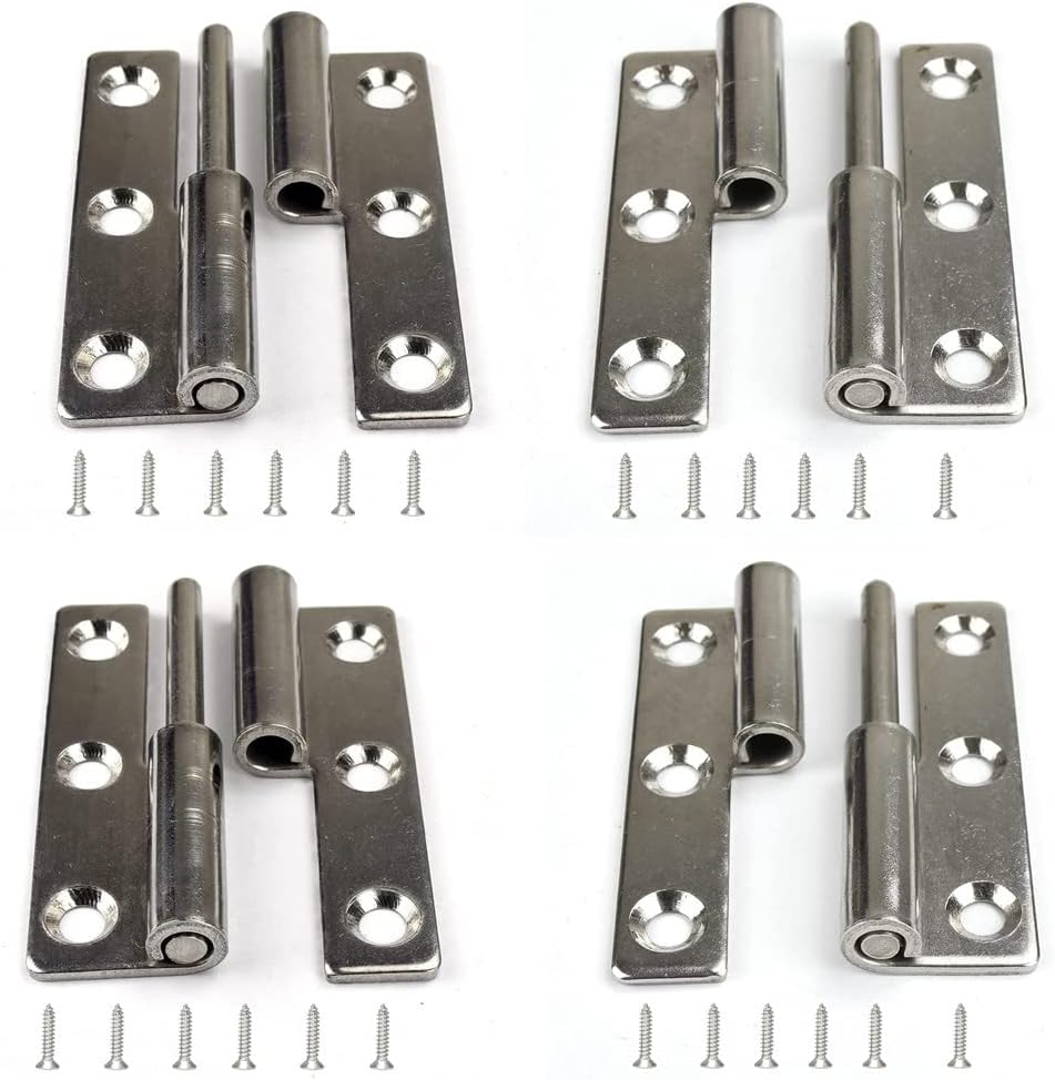 4 Bisagras Elevación 3pulg Acero Inox 2 Pzas Diestros Zurdos