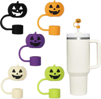 5 Fundas Paja Halloween Calabaza Grimace Silicona 30/40oz