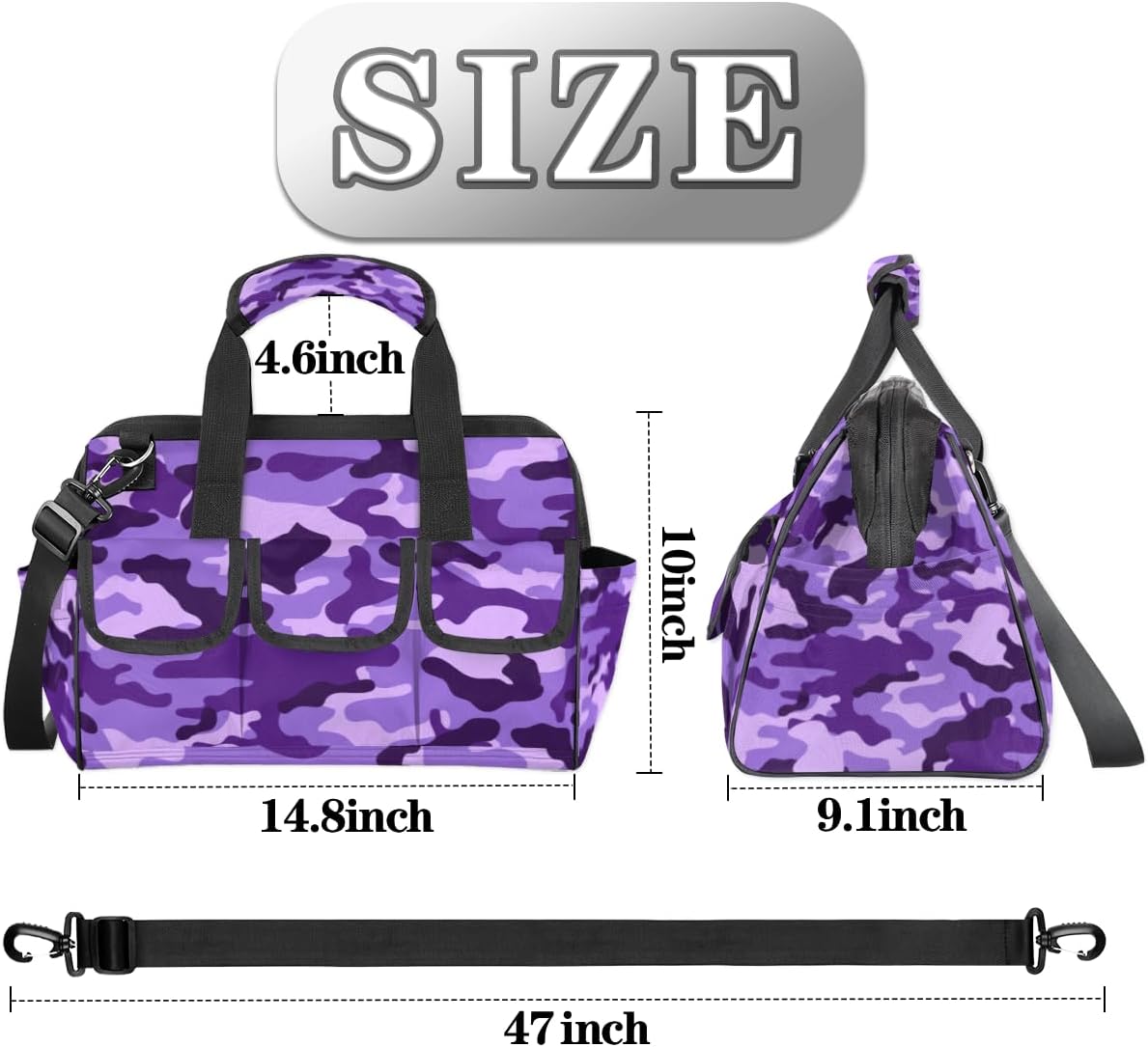Bolsa herramientas camuflaje morado 14.8pulg impermeable
