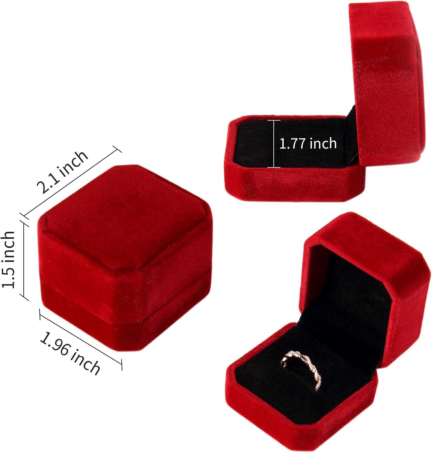 Caja terciopelo 2 Pzas anillo pendientes regalo rojo vino