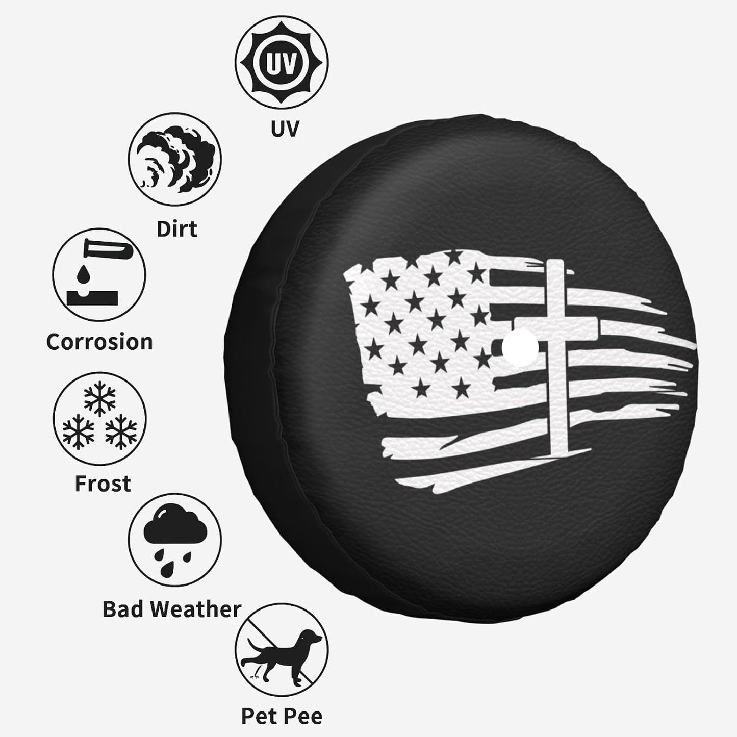 Cubierta neumático universal con bandera USA orificio cámara