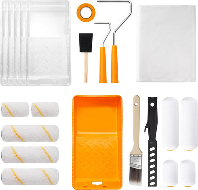 Kit 22 Pzas Rodillos Pintura 4pulg 2pulg Espuma Microfibra