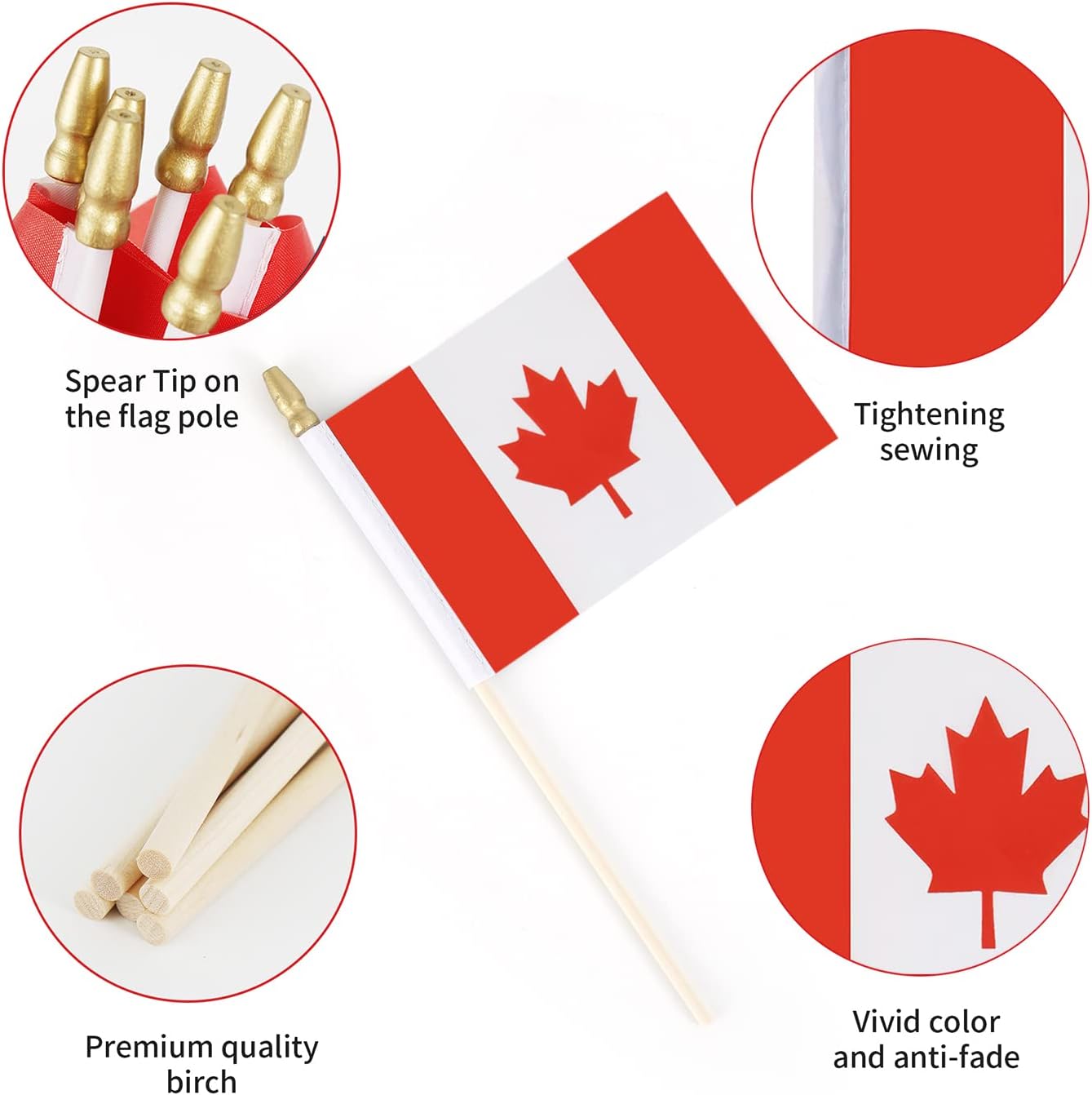 Banderas de mano Canadá 4x6" pack 12