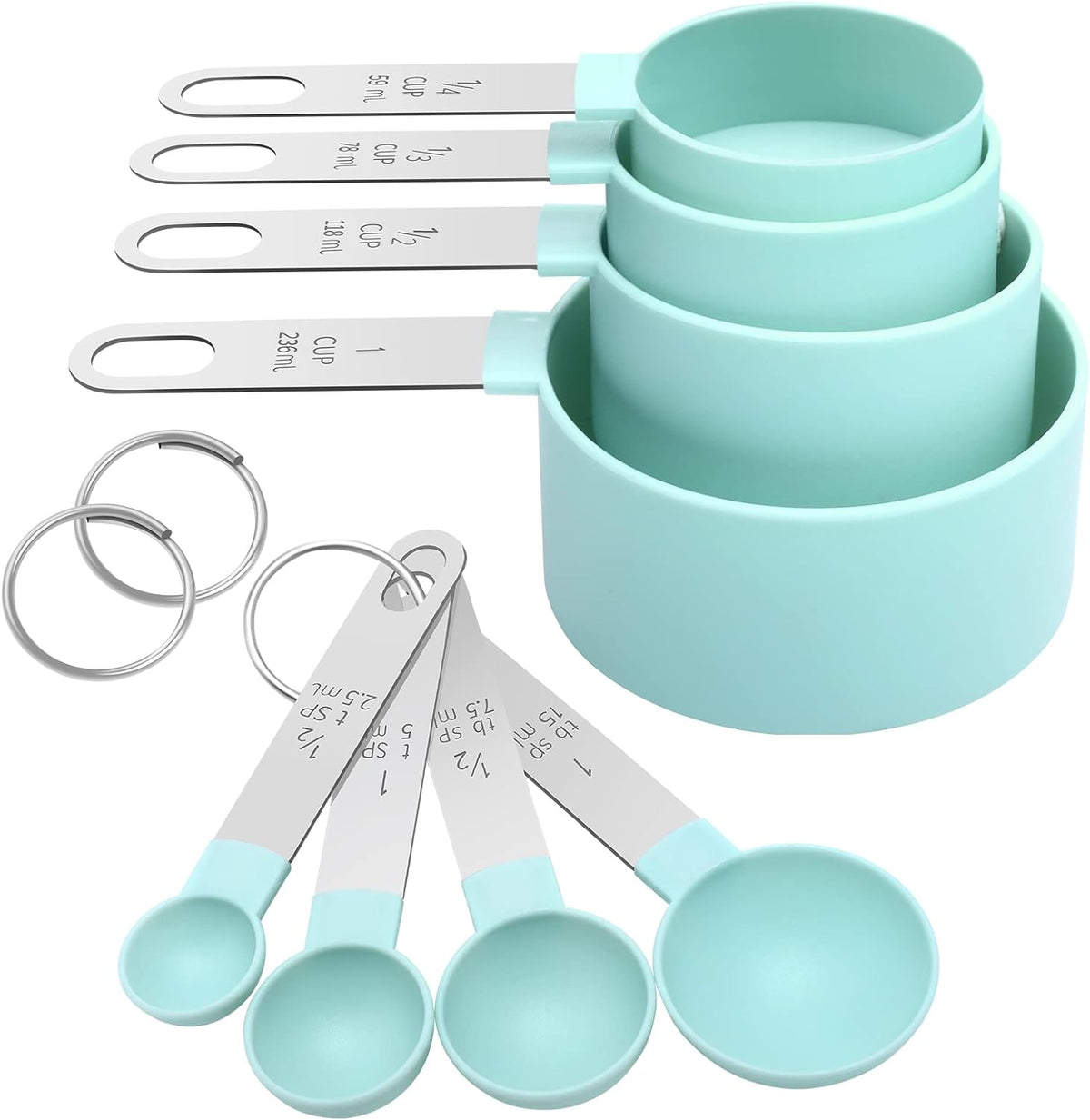 Juego tazas y cucharas medidoras anidables acero inox