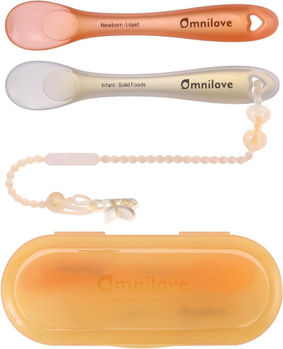 Set 2 cucharas silicona bebé con estuche para autoalimentación