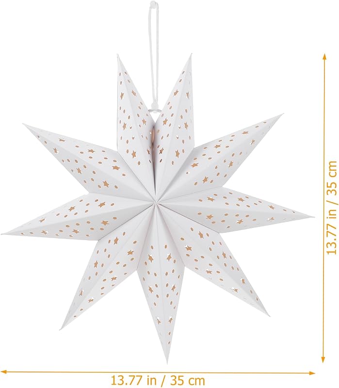 6 Linternas Papel Estrella 9 Puntas Colgantes Blanco