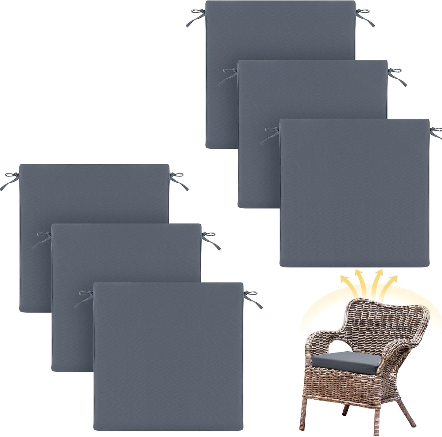 6 Pzas Cojines Silla Exterior 17x17pulg Resistentes UV
