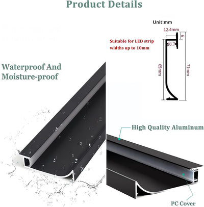 7 Pack Rodapié Led Aluminio 3.3ft Cubierta Lechosa