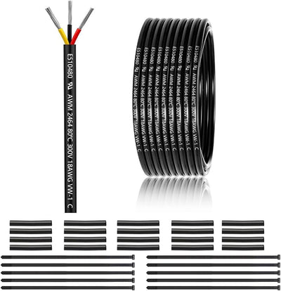 Cable eléctrico 18/3 50ft PVC trenzado para iluminación LED