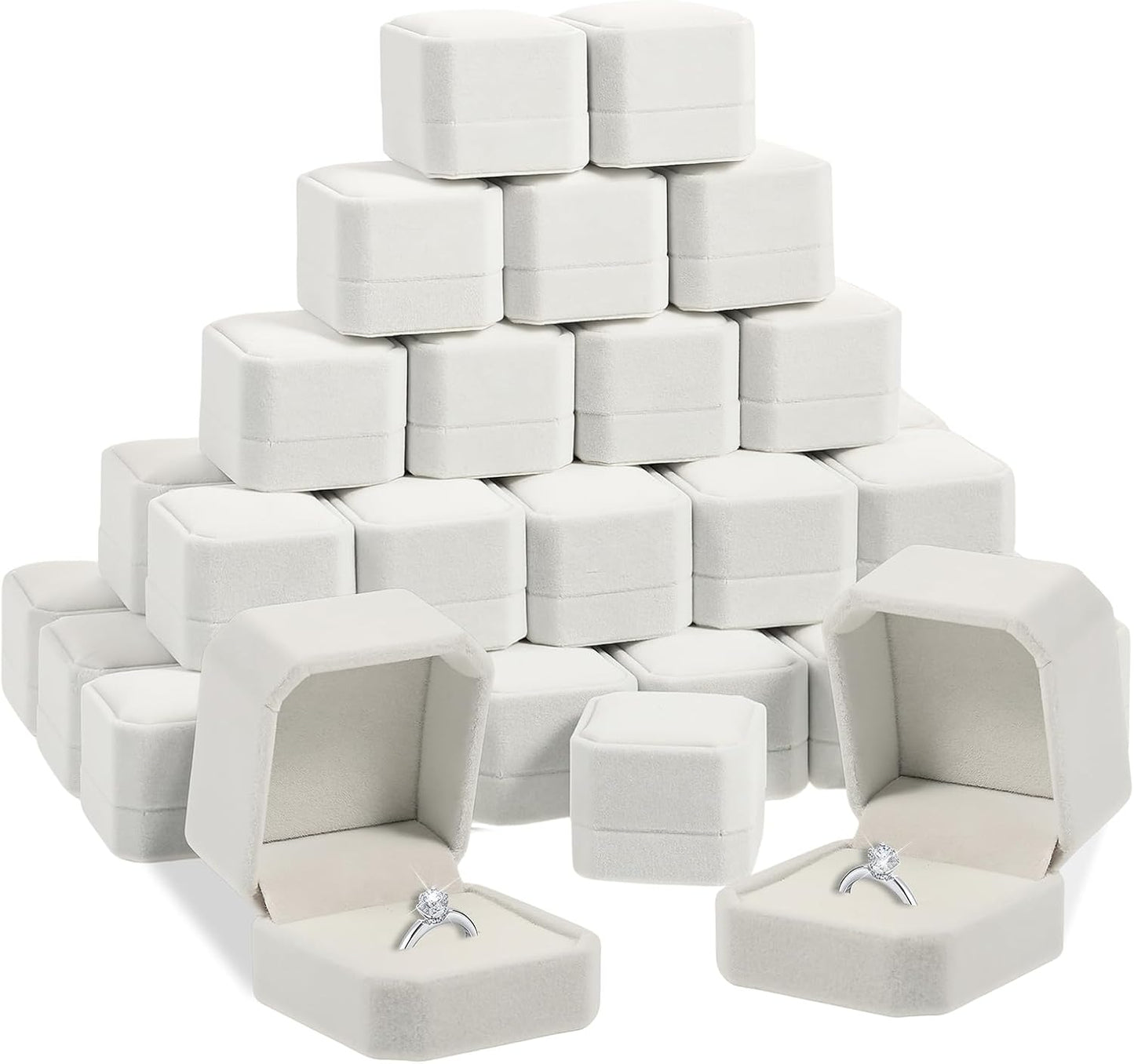 40 Cajas Terriplejo para Anillos Joyas 2.17x1.97x1.57"