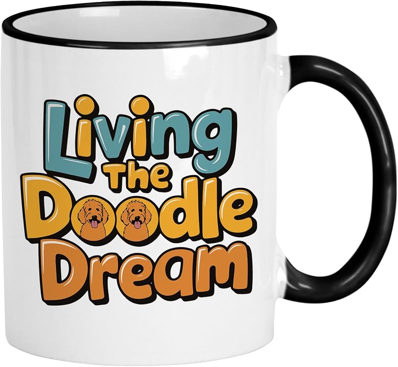 Taza Goldendoodle 11oz para mamás y papás con garabatos