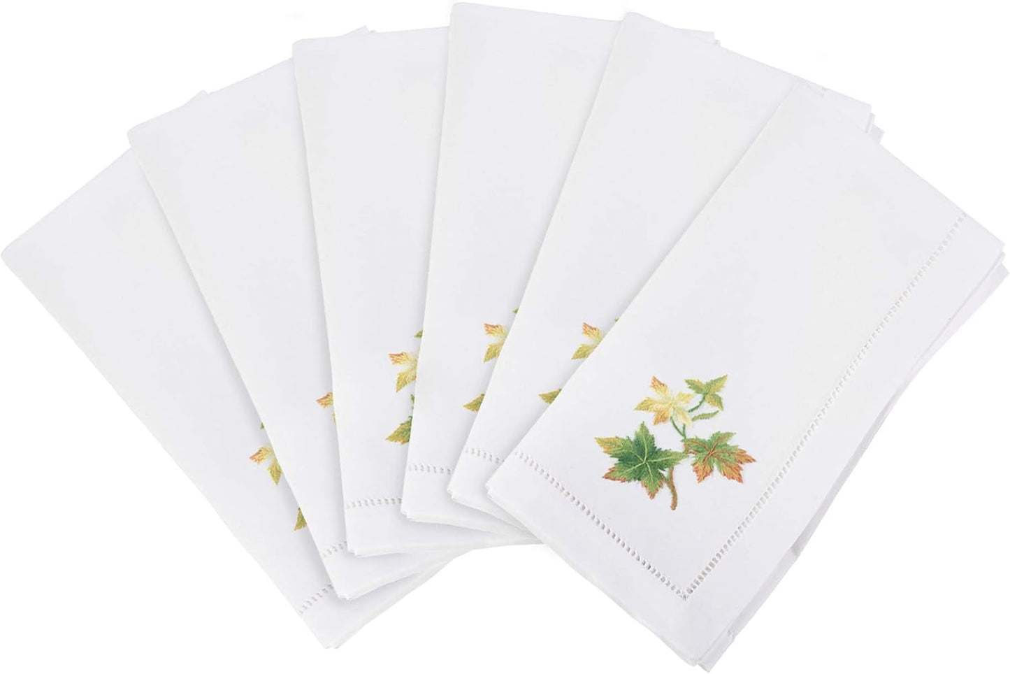 Servilletas bordadas hojas otoño hechas a mano set 6