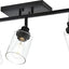 5 Luces Tocador Baño Cabezal Giratorio Negro Vidrio
