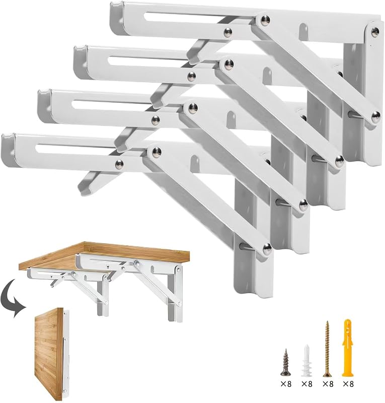 Soportes estante plegable 16" 4 Pzas blanco