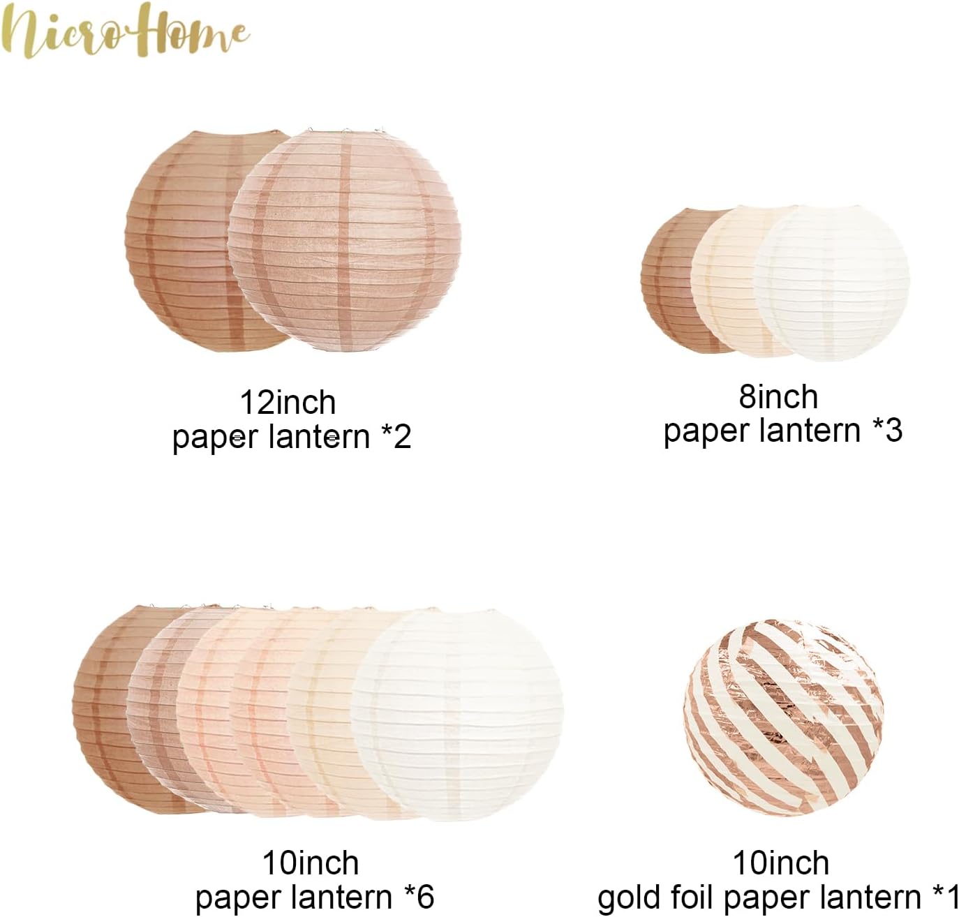 12 Linternas Rústicas Papel Blanco Cremoso para Boda Compromiso