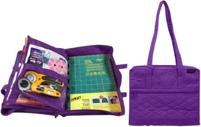 Bolsa proyectos 19 bolsillos organiz. costura morado