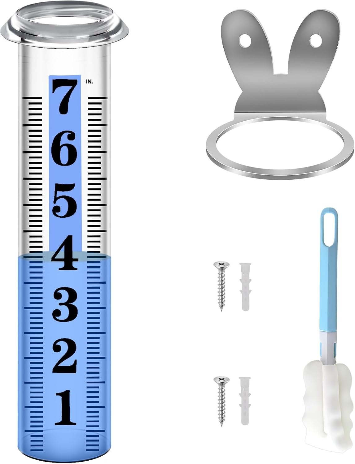 Medidor lluvia 7" soporte acero inox plástico
