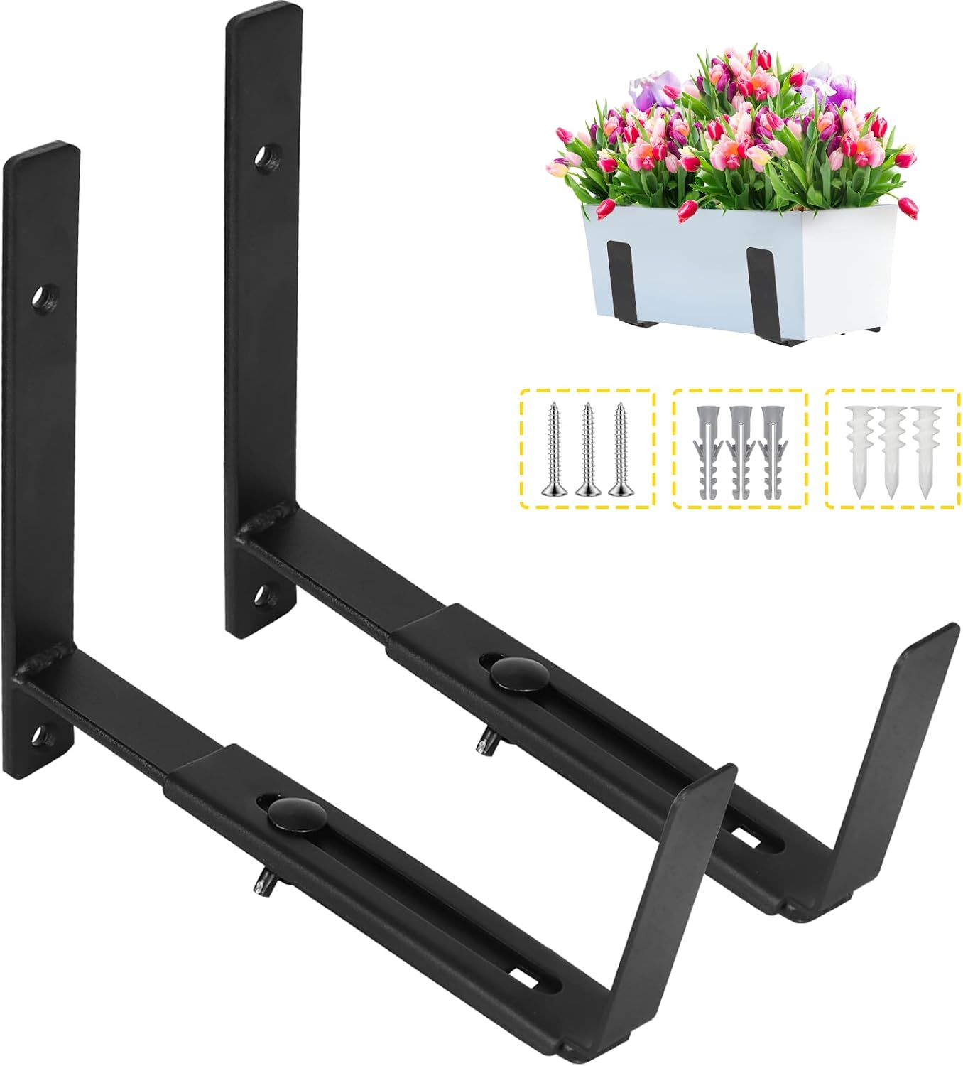 Soportes macetas pared 6-12pulg 70lb color negro