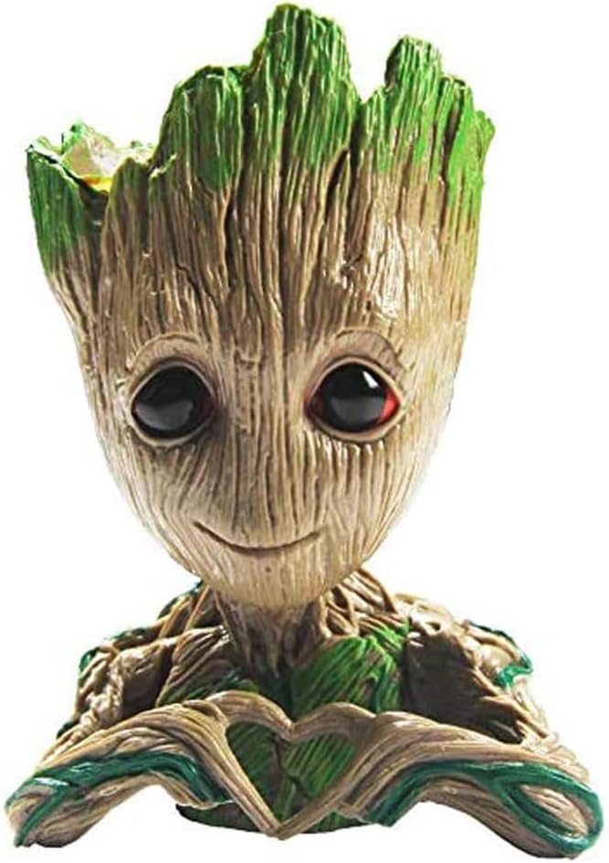 Maceta 6pulg diseño Groot bebé con drenaje marrón