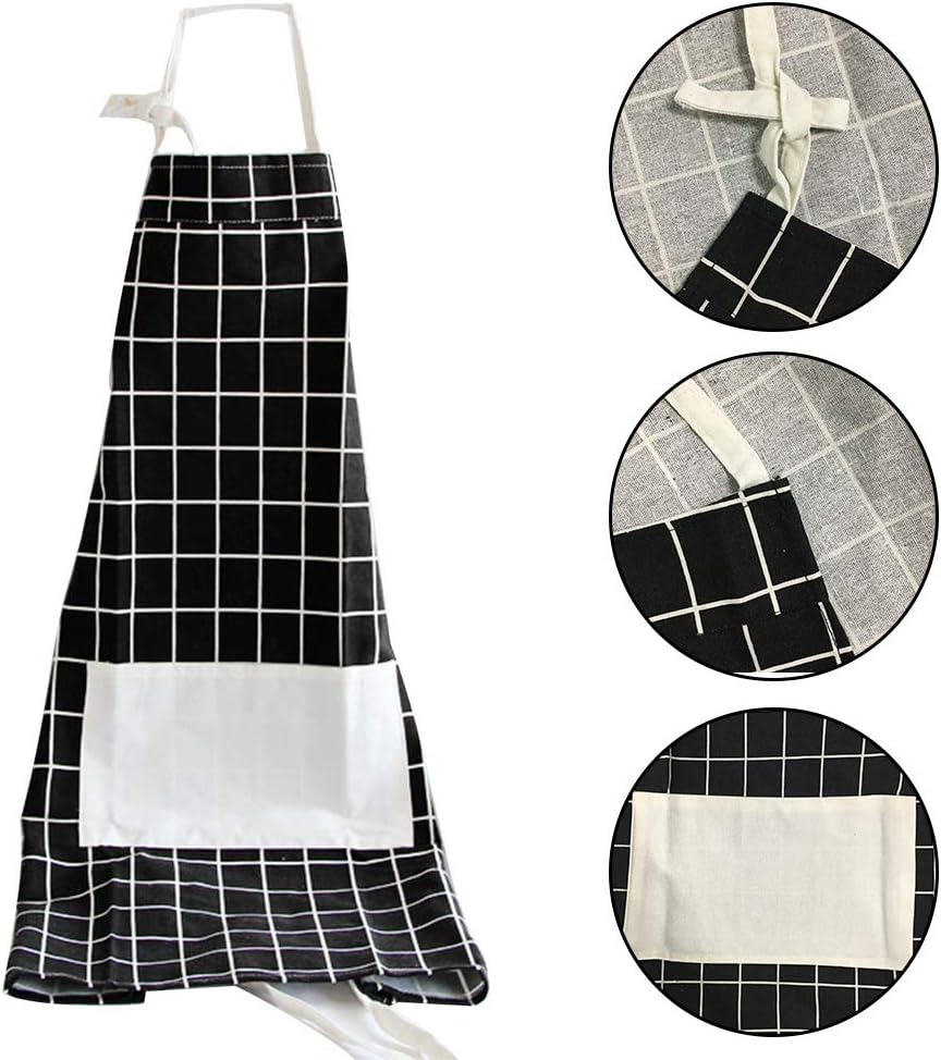 Delantal algodón con bolsillo set 2 cuadros negros