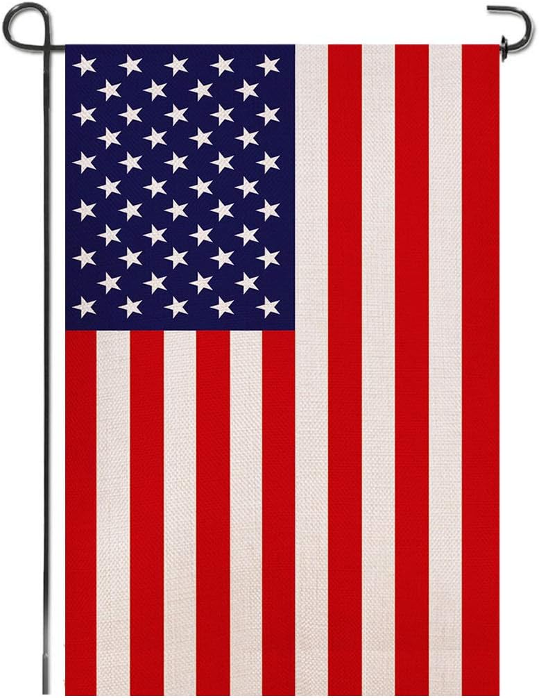 Bandera arpillera 4 de Julio doble cara jardín patio