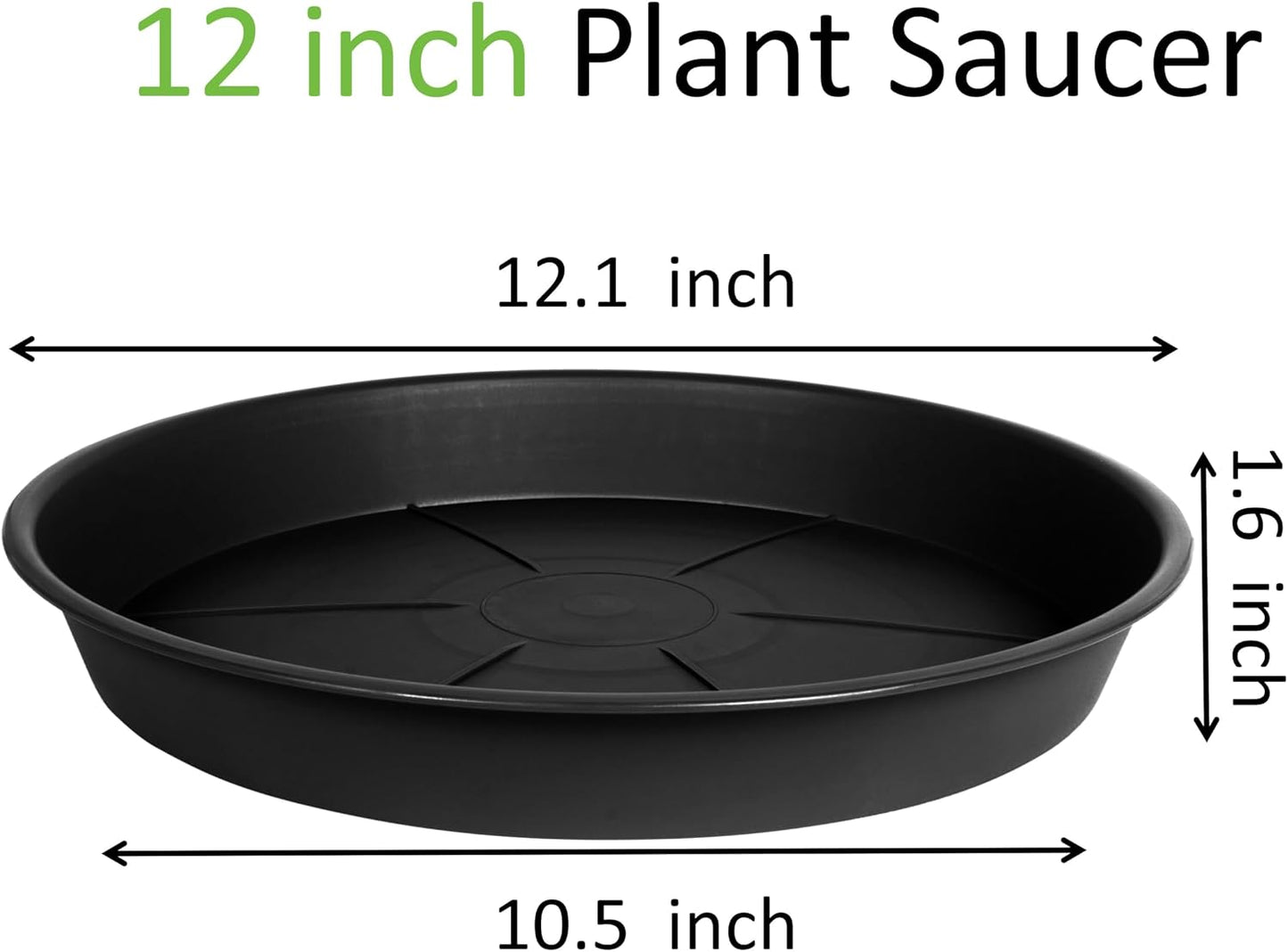 2 Pzas Platillo Plástico Negro 12" para Macetas