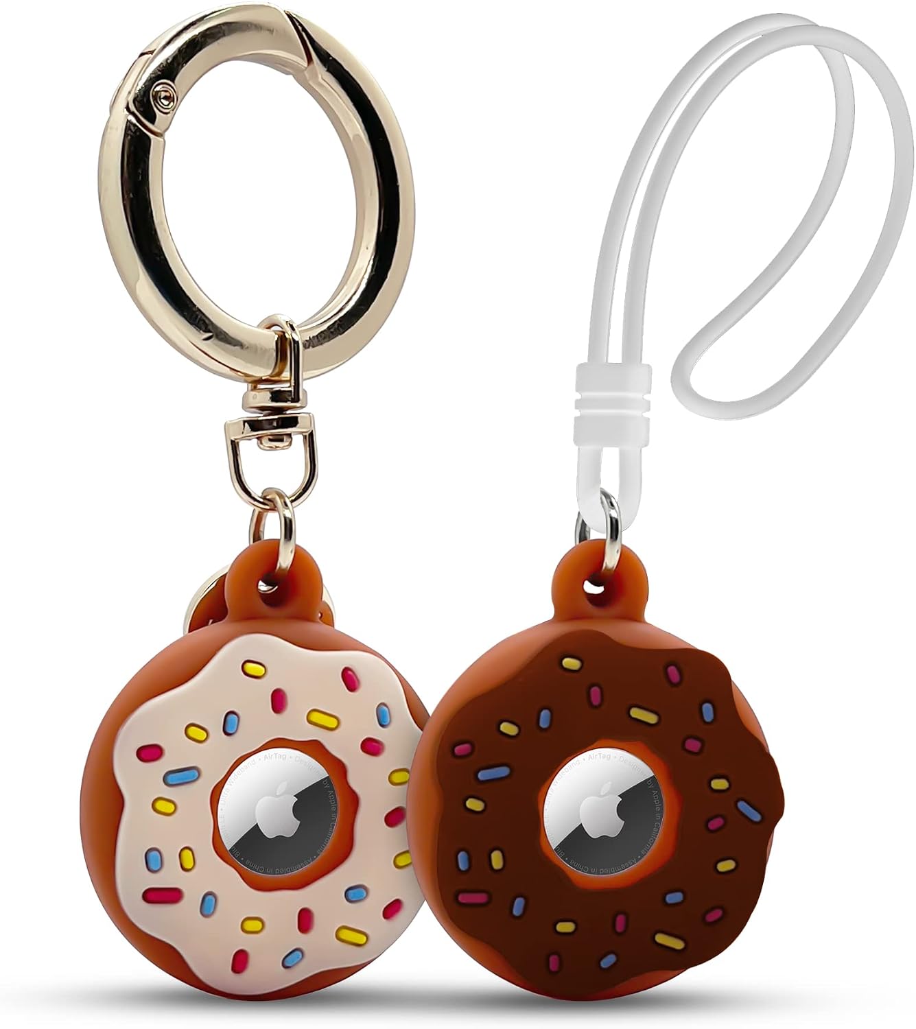 Fundas silicona AirTag 2 pzas estilo donut para llaves y mascotas