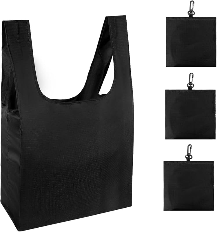 Bolsas compras reutilizables tote resistente 3 grandes negro