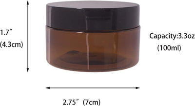 24 Tarros Plástico Ámbar 3.3oz Tapas Negras Espátulas