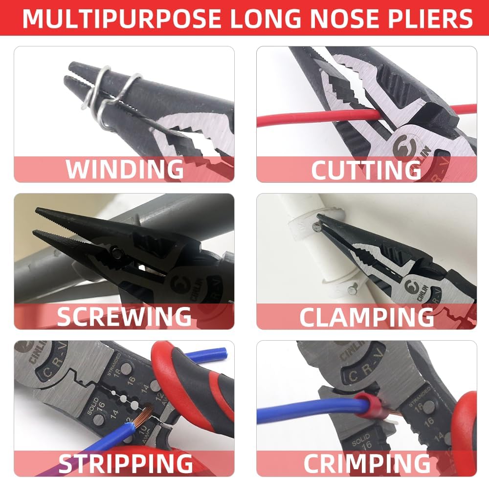 Alicates 6en1 de 9pulg multifuncionales pelacables crimpador