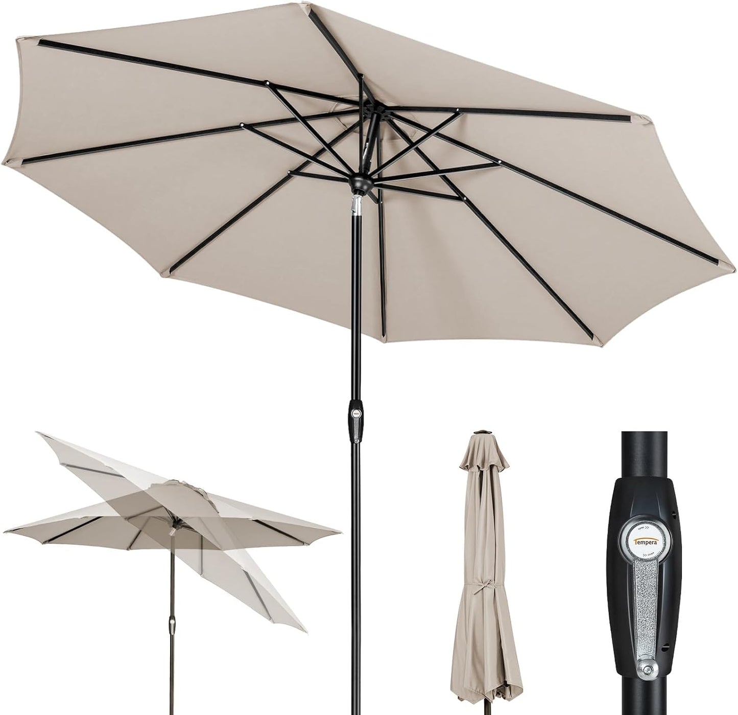 Parasol mesa exterior giro automático palo resistente