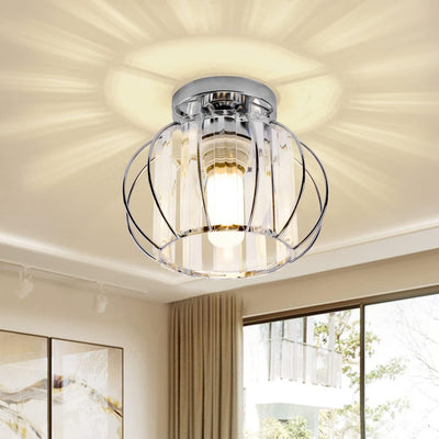Lámpara techo semiempotrada cristal cromada iluminación interior