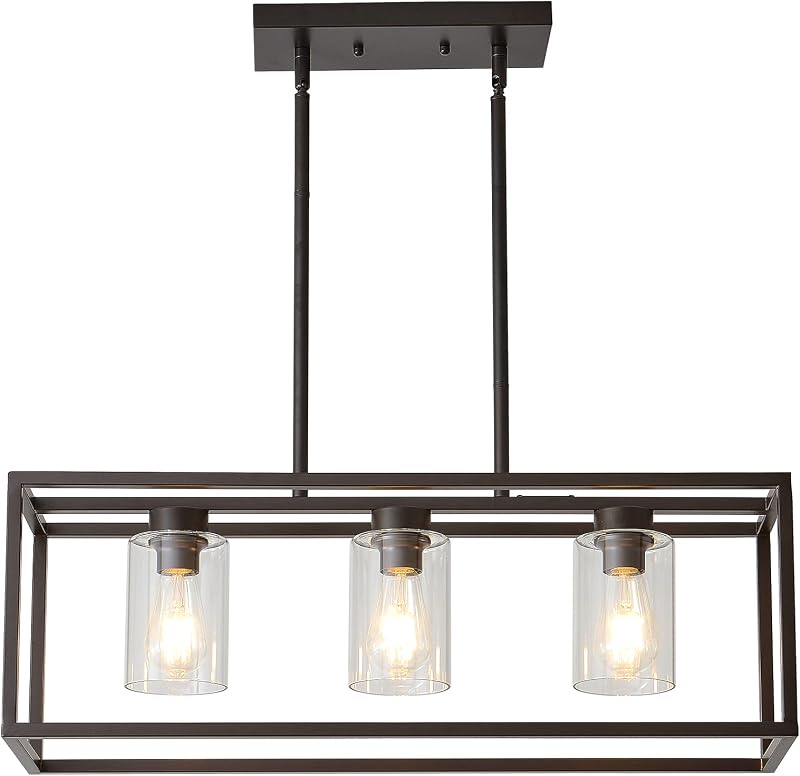 Lámpara colgante 3 luces bronce estilo granja sala comedor