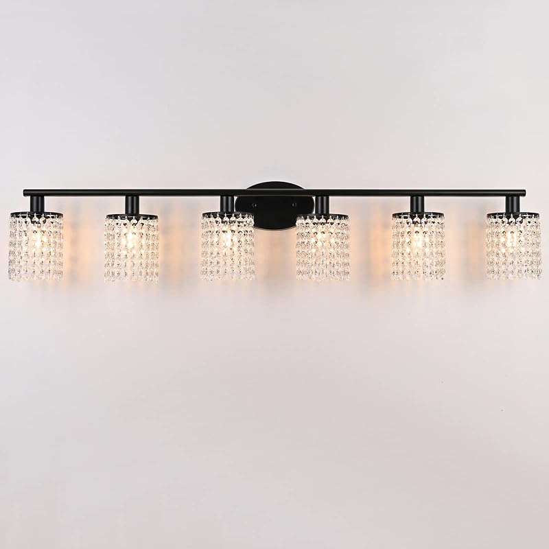 Lámparas baño 6 luces negras modernas sobre espejo