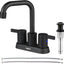 Grifo baño negro mate 2 manijas con desagüe emergente