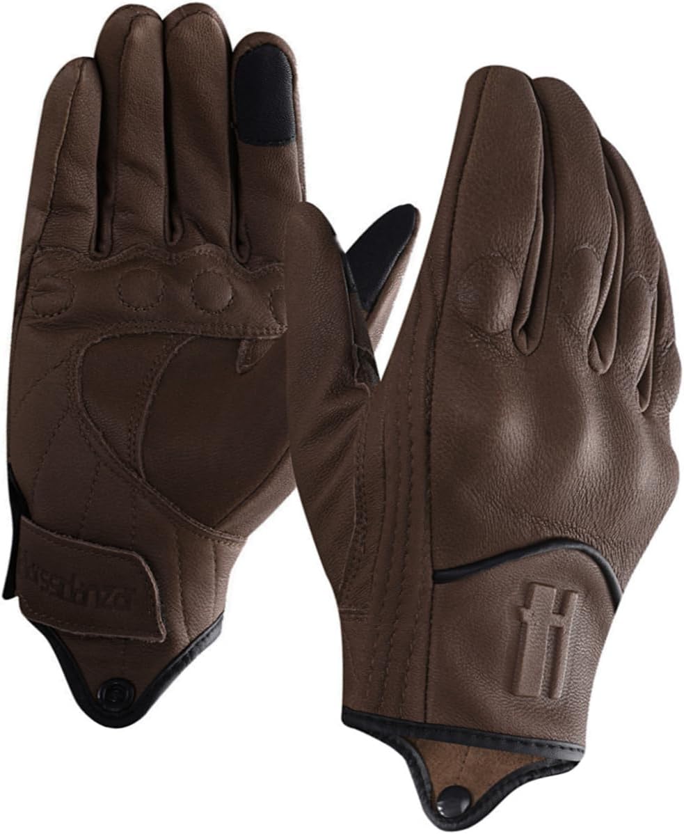Guantes moto cuero hombre invierno pantalla táctil