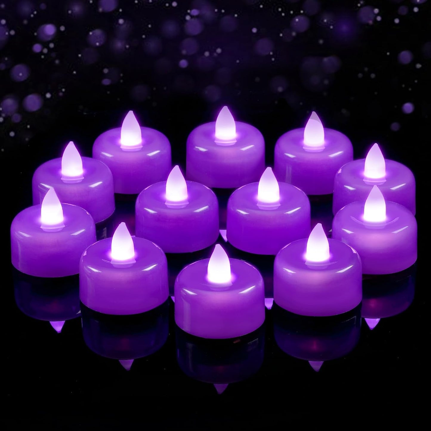 12 Velas LED Sin Llama Moradas Con Pilas para Fiesta Hogar