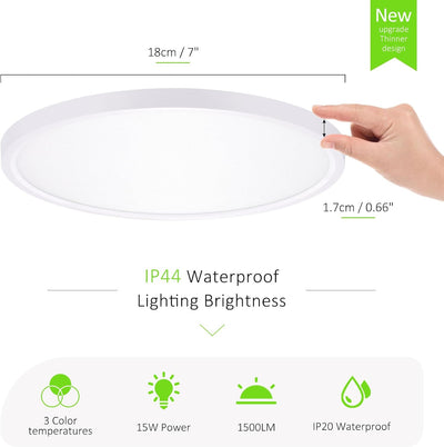 2 Luces LED Techo Empotradas 7pulg 15W 3000-6500K