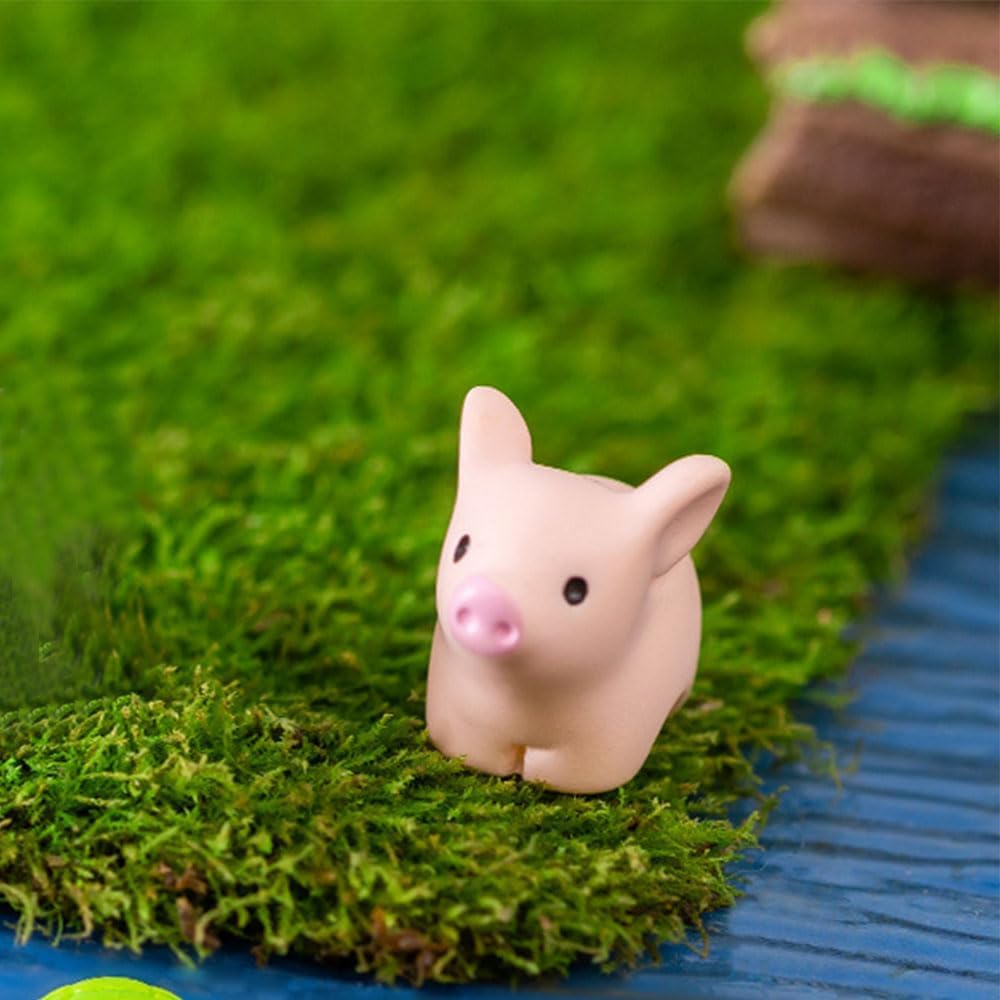 Mini figuras cerdo rosa resina decoración jardín hadas 10