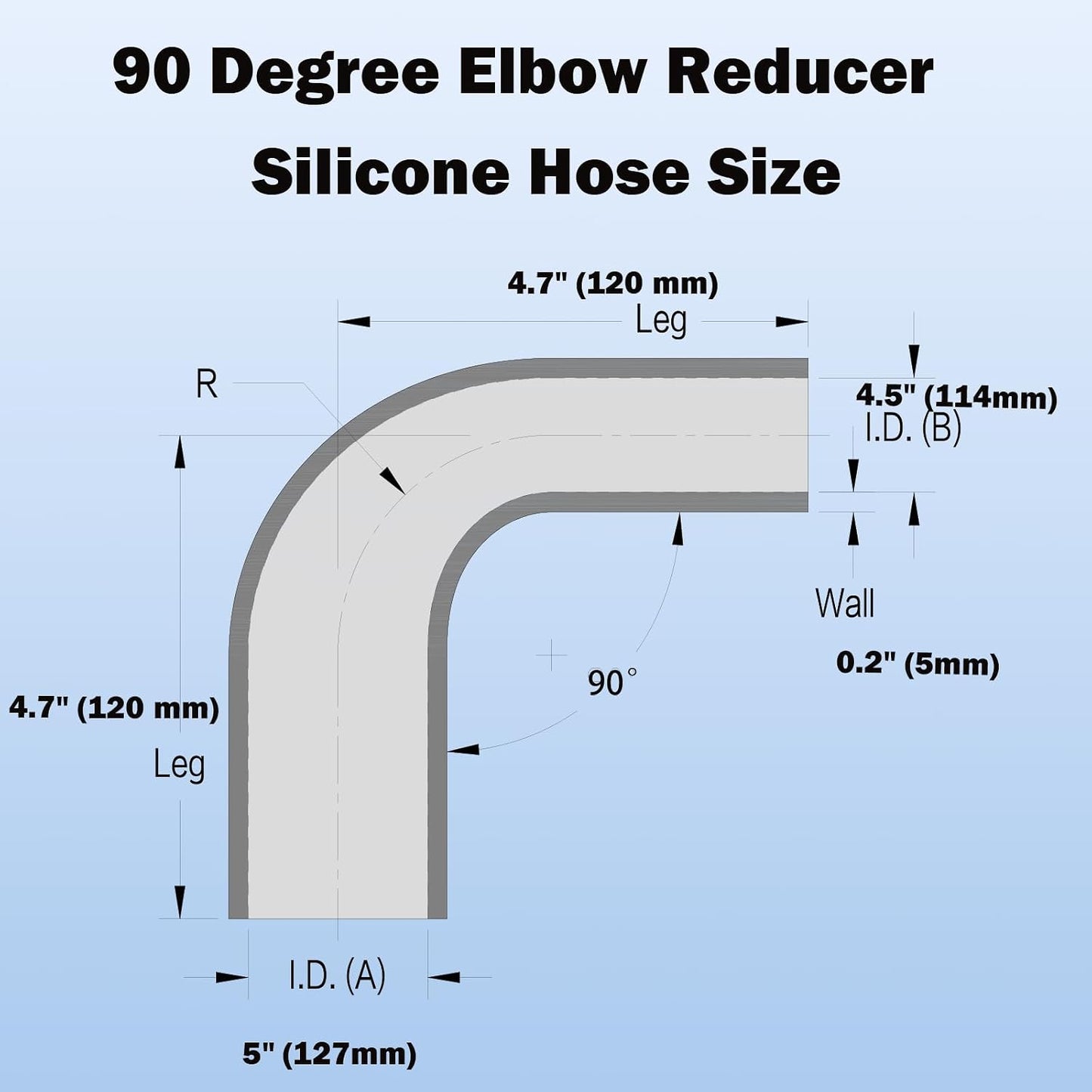 Reductor codo 90 grados manguera silicona auto 4.5-5