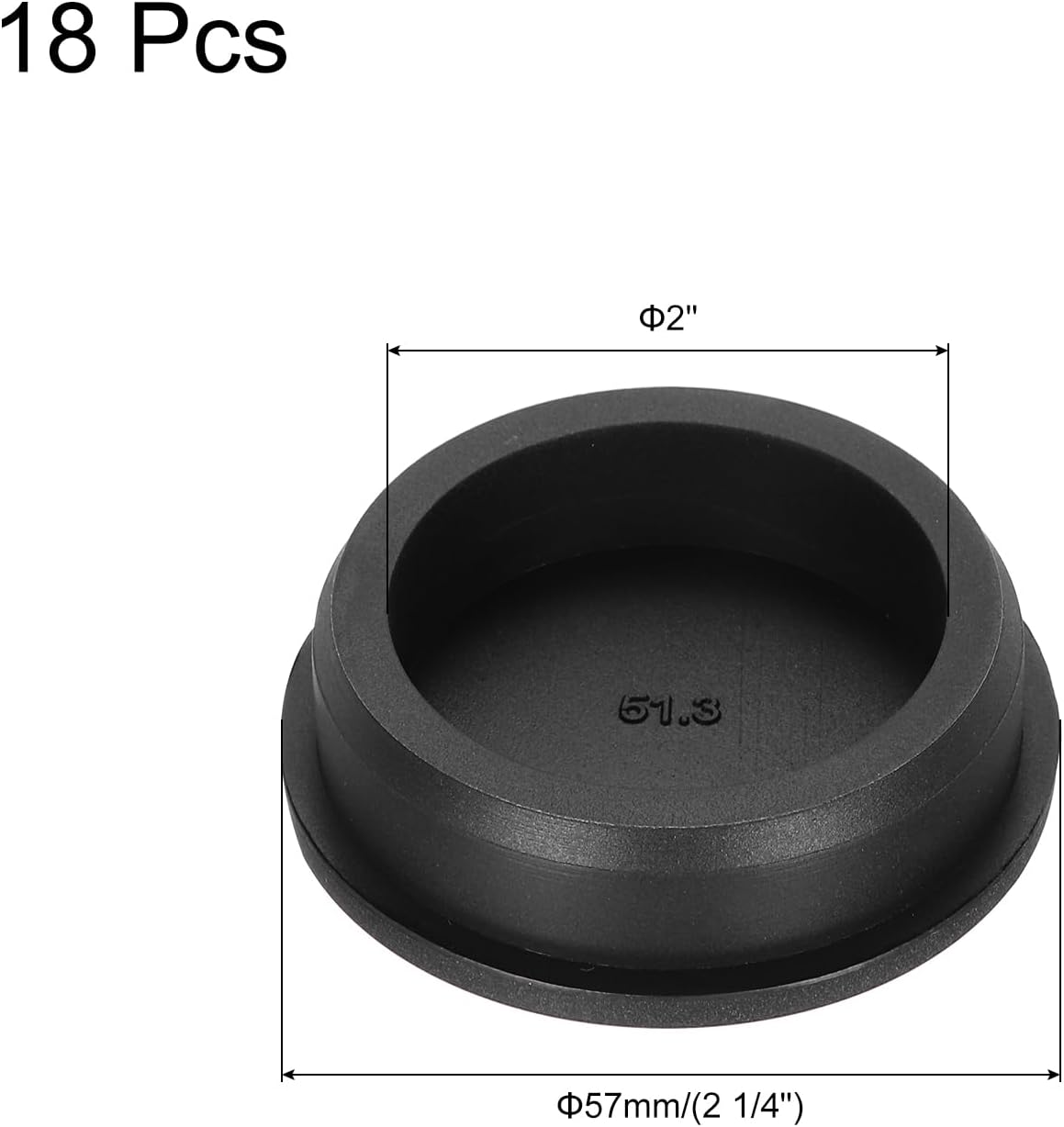 18 Tapones Plástico 2pulg Negro Cierre Presión para Estanterías