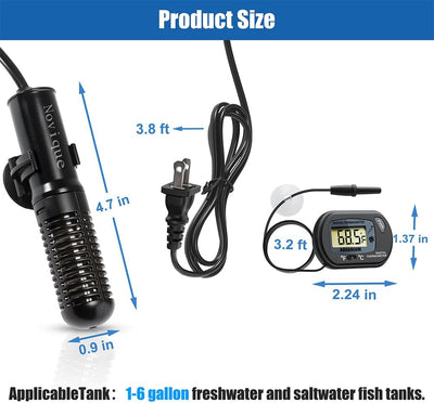 Calentador acuario 25W para peces Betta con termómetro