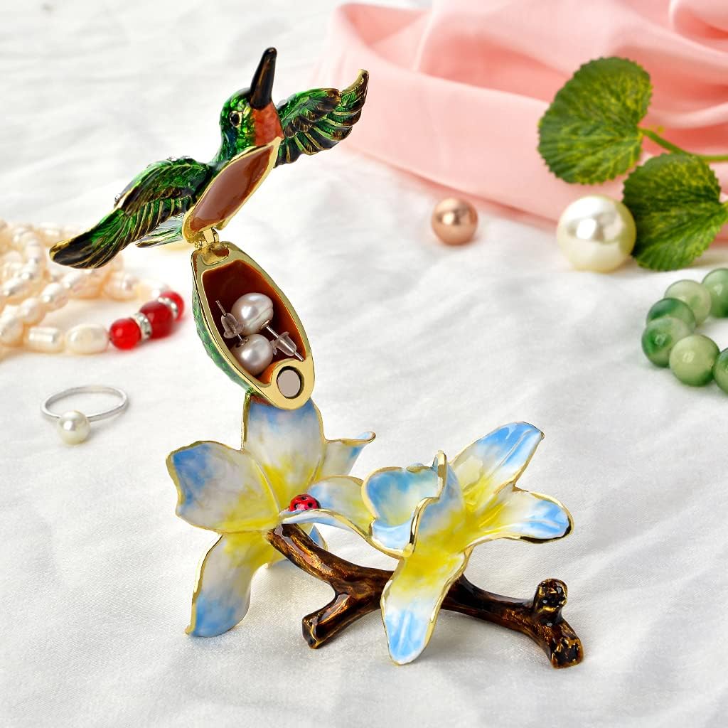 Figura colibrí decoración hogar esmaltada regalo aves