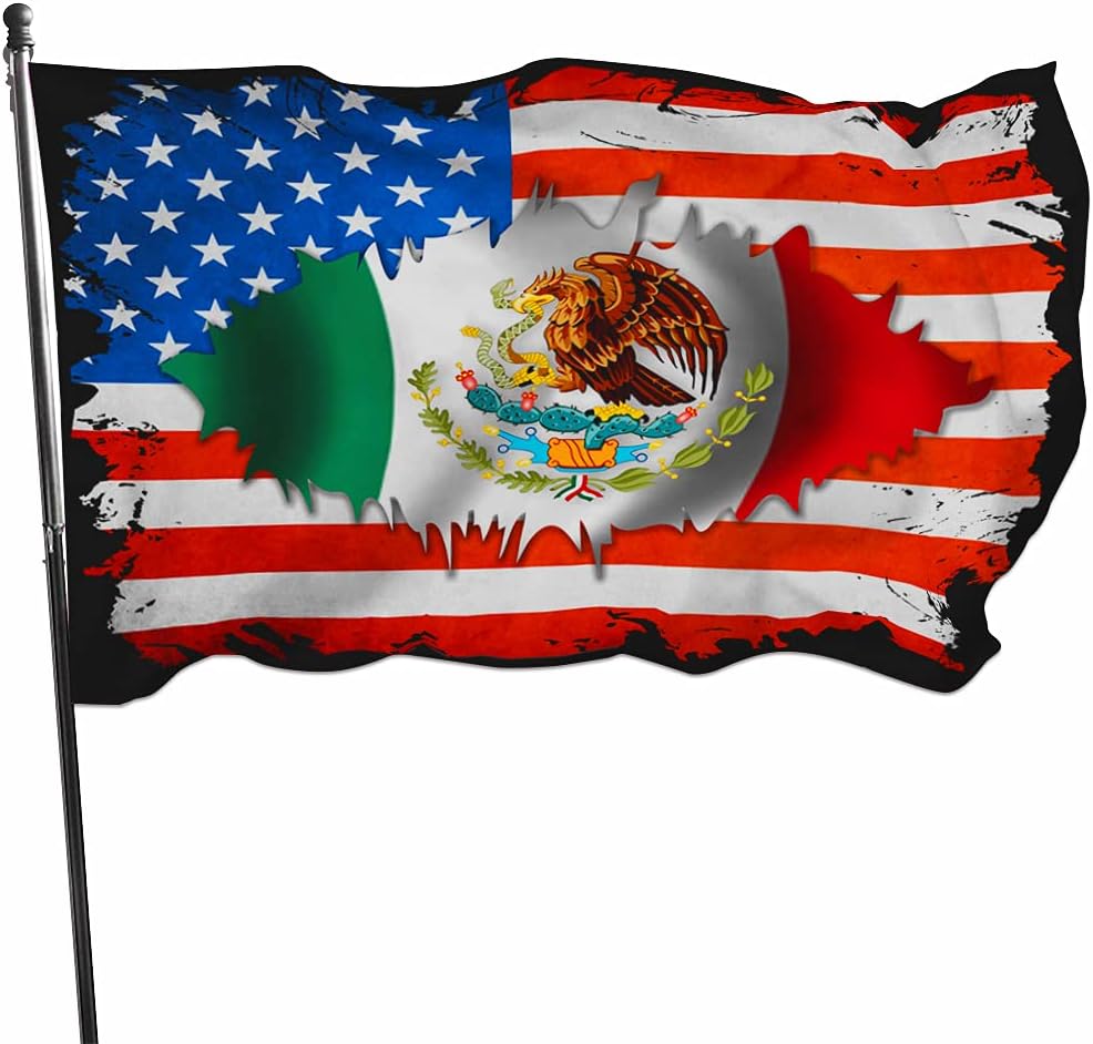 Banderas amistad México USA 3x5ft con ojales latón